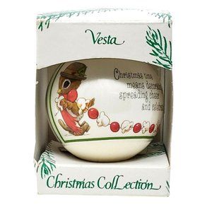 Vintage Vesta Christmas Collection 1979 Ball Ornament - Bird and Popcorn Garland